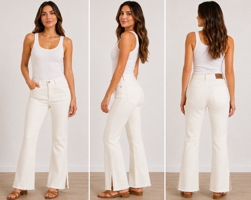 NWT Madewell Kick Out Full Length Jeans Women’s 31 Ivory Ecru Raw Hem Flare